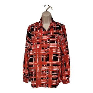 Susan Graver Top Women’s Size US 4 Long Sleeve Button Front Shirt Blouse